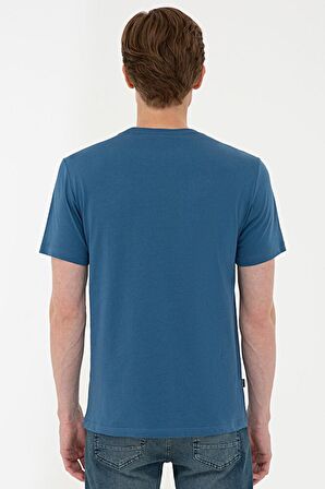 Mavi Slim Fit Bisiklet Yaka T-Shirt