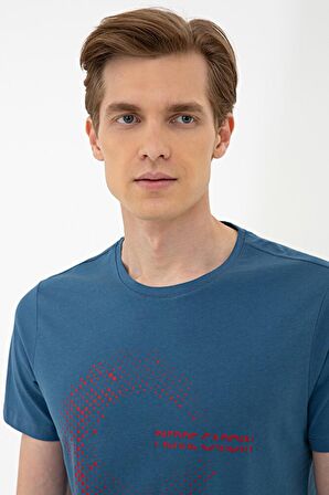 Mavi Slim Fit Bisiklet Yaka T-Shirt