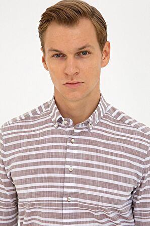 Pierre Cardin  Kahverengi Slim Fit Gömlek