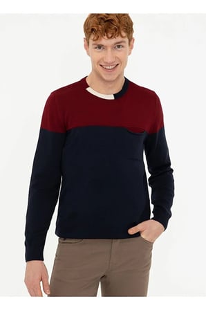 Kanbera Bisiklet Yaka Slim Fit Desenli  Erkek Kazak