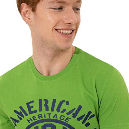 Erkek Elma Yeşili Bisiklet Yaka Tişört