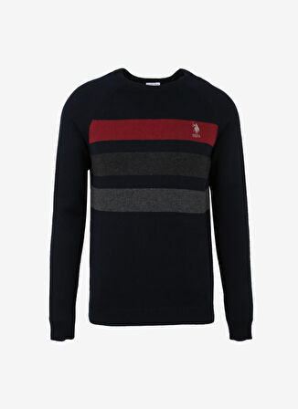 U.S. Polo Assn. Bisiklet Yaka Slim Fit Lacivert Erkek Kazak NOYAN