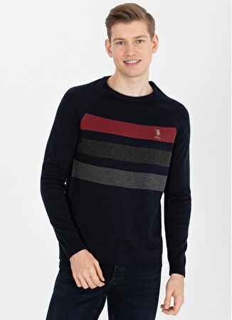 U.S. Polo Assn. Bisiklet Yaka Slim Fit Lacivert Erkek Kazak NOYAN