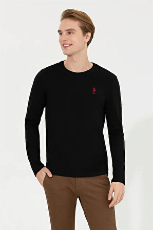 Erkek Siyah Slim Fit Basic Sweatshirt 4XL