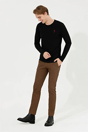 Erkek Siyah Slim Fit Basic Sweatshirt 4XL