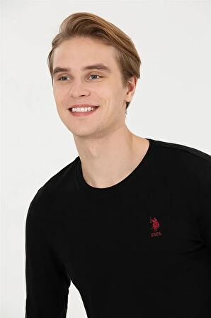 Erkek Siyah Slim Fit Basic Sweatshirt 4XL