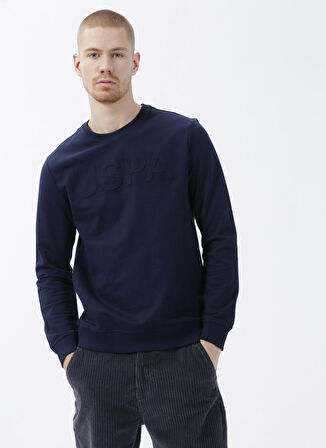 U.S. Polo Assn. Bisiklet Yaka Lacivert Erkek Sweatshırt JELLYSK022