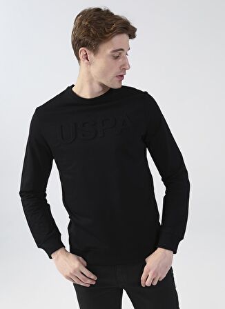 U.S. Polo Assn. Bisiklet Yaka Siyah Erkek Sweatshırt JELLYSK022