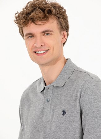 U.S. Polo Assn. Polo Yaka Gri Melanj Erkek Sweatshırt GTP01SK022