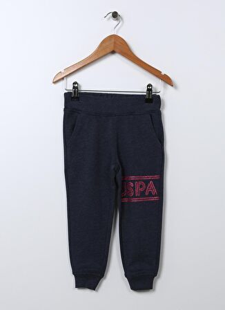 U.S. Polo Assn. Lacivert Kız Çocuk Lastikli Baskılı Eşofman Altı ESENT