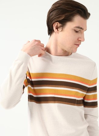 U.S. Polo Assn. Bisiklet Yaka Slim Fit Ekru Erkek Kazak BOSTON-SK22