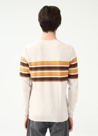 U.S. Polo Assn. Bisiklet Yaka Slim Fit Ekru Erkek Kazak BOSTON-SK22