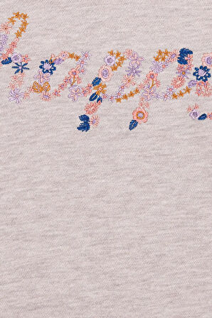 Çocuk Bej Melanj Bisiklet Yaka Sweatshirt