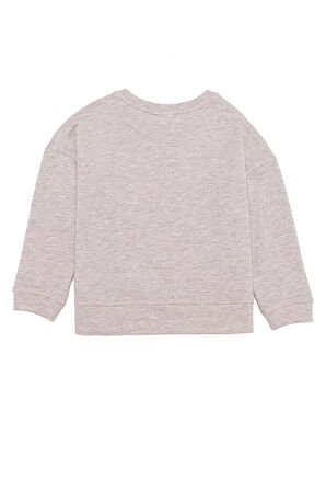 Çocuk Bej Melanj Bisiklet Yaka Sweatshirt