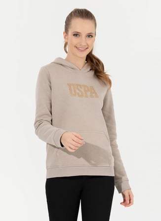 U.S. Polo Assn. Kapüşon Yaka Baskılı Taş Kadın Sweatshırt GIZMO-SK022