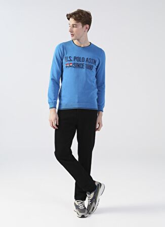 Bisiklet Yaka Mavi Erkek Kazak Kolon