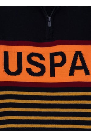 U.S. Polo Assn. Fermuarlı Yaka Standart Desenli  Erkek Çocuk Kazak SAVA