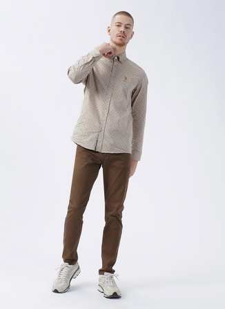 U.S. Polo Assn. Slim Fit Düğmeli Yaka Gri Erkek Gömlek ISMO
