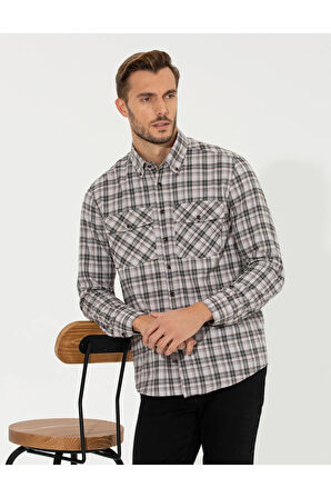 Açık Kahverengi Regular Fit Uzun Kollu Gömlek 50259474-vr002