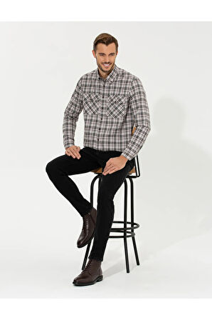 Açık Kahverengi Regular Fit Uzun Kollu Gömlek 50259474-vr002