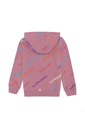 Kız Çocuk Manolya Kapşonlu Fermuarlı Sweatshirt