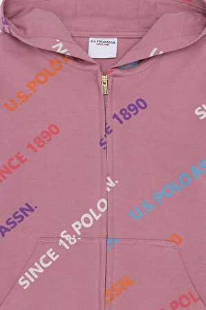 Kız Çocuk Manolya Kapşonlu Fermuarlı Sweatshirt