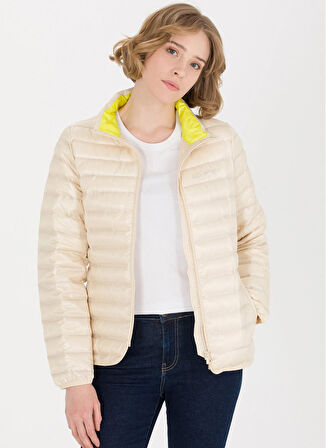 U.S. Polo Assn. Bej Dik Yaka Kadın İnce Mont BRACE23Y