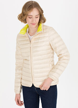 U.S. Polo Assn. Bej Dik Yaka Kadın İnce Mont BRACE23Y