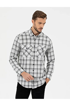 Gri Comfort Fit Uzun Kollu Gömlek VR024