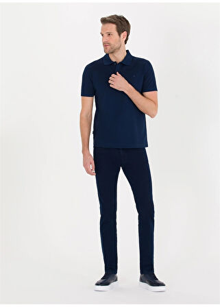 Erkek Slim Fit Polo Yaka Basic T-Shirt-Lacivert | S