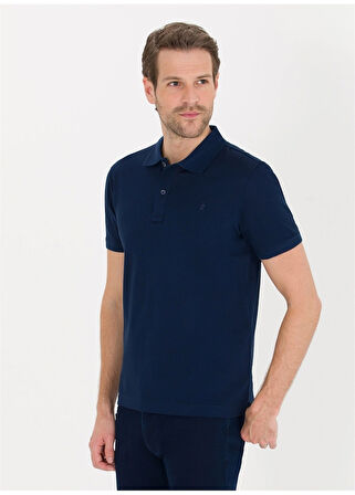 Erkek Slim Fit Polo Yaka Basic T-Shirt-Lacivert | S
