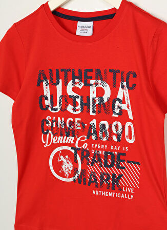 U.S. Polo Assn. Baskılı Kırmızı Erkek Çocuk T-Shirt ANDKIDS