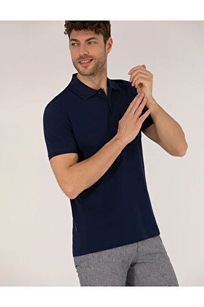 Lacivert Regular Fit Polo Yaka Basic Tişört 50269604-vr033
