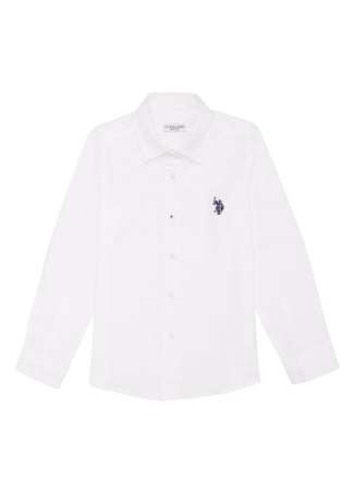 U.S. Polo Assn. Beyaz Kız Çocuk Uzun Kollu Düz Gömlek GIPS023Y