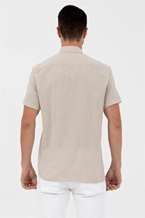 . Slim Fit Kısa Kollu Taş Erkek Gömlek 1570086