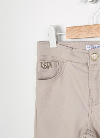 U.S. Polo Assn. Gri Kız Çocuk Boru Paça Toothpick Düz Pantolon GLENO23Y