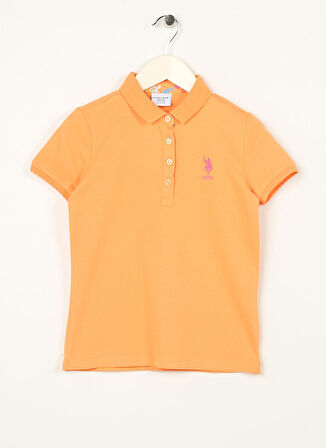 U.S. Polo Assn. Turuncu Kız Çocuk Polo Yaka Kısa Kollu Düz Polo T-Shirt TP01-IY023