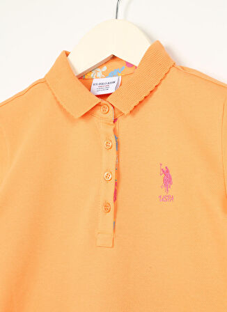 U.S. Polo Assn. Turuncu Kız Çocuk Polo Yaka Kısa Kollu Düz Polo T-Shirt TP01-IY023