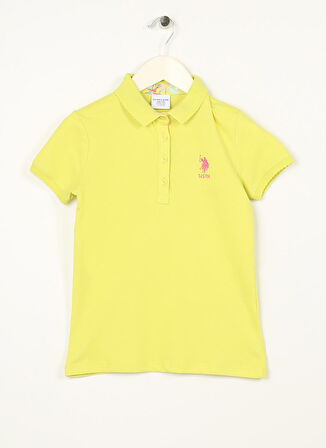 U.S. Polo Assn. Koyu Yeşil Kız Çocuk Polo Yaka Kısa Kollu Düz Polo T-Shirt TP01-IY023