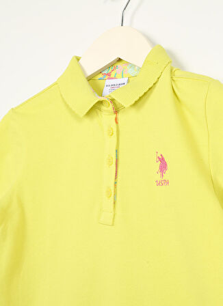 U.S. Polo Assn. Koyu Yeşil Kız Çocuk Polo Yaka Kısa Kollu Düz Polo T-Shirt TP01-IY023