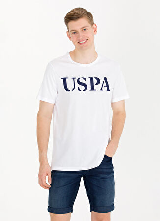U.S. Polo Assn. Bisiklet Yaka Beyaz Erkek T-Shirt GEARTIY023