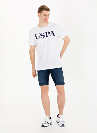U.S. Polo Assn. Bisiklet Yaka Beyaz Erkek T-Shirt GEARTIY023