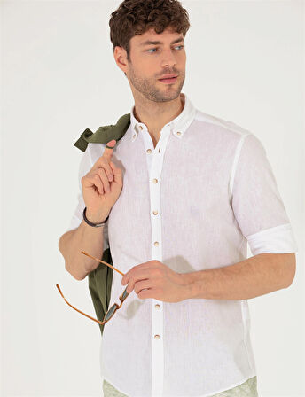 Erkek Regular Fit Uzun Kollu Gömlek-Beyaz | XL