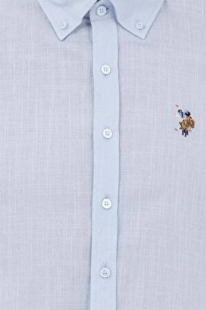 U.S. Polo Assn. Slim Fit Kısa Kollu Mavi Erkek Gömlek 1570086