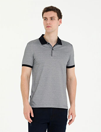 Erkek Slim Fit Polo Yaka Tişört-Siyah | S