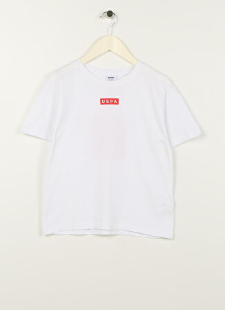 U.S. Polo Assn. Beyaz Erkek Çocuk Bisiklet Yaka Kısa Kollu Oversized Baskılı T-Shirt KAMEDAKIDS