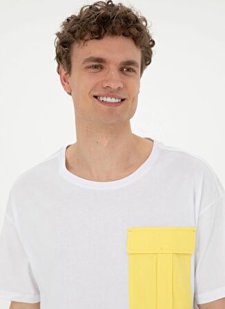 U.S. Polo Assn. Bisiklet Yaka Beyaz Erkek T-Shirt YAMADA