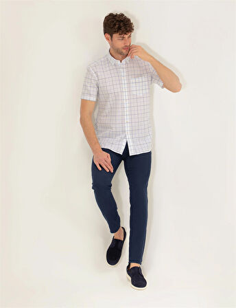 Erkek Regular Fit Kısa Kollu Gömlek-Açık Mavi | S