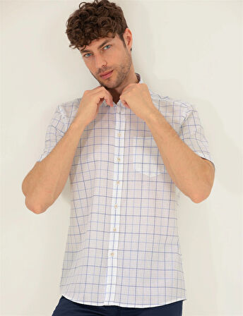 Erkek Regular Fit Kısa Kollu Gömlek-Açık Mavi | S