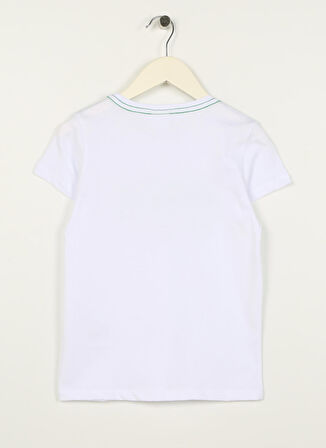 U.S. Polo Assn. Beyaz Erkek Çocuk Bisiklet Yaka Kısa Kollu Baskılı T-Shirt LARENKIDS